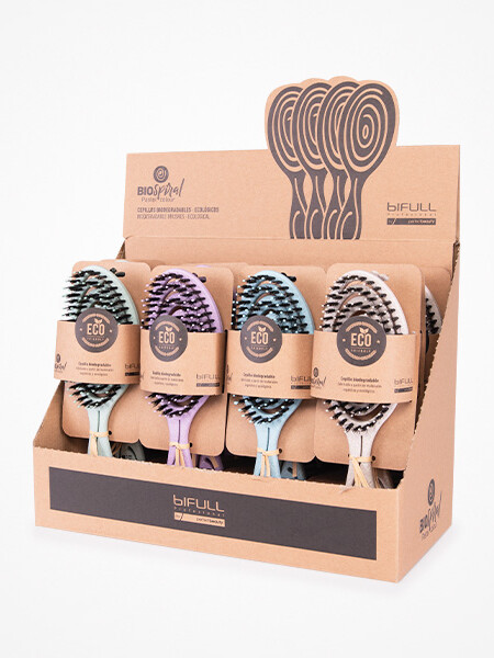 EXPOSITOR CEPILLOS ESQUELETO BIODEGRADABLE PASTEL 
