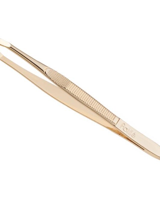 PINZA DEPILAR 9 CM DORADA OBLICUA 