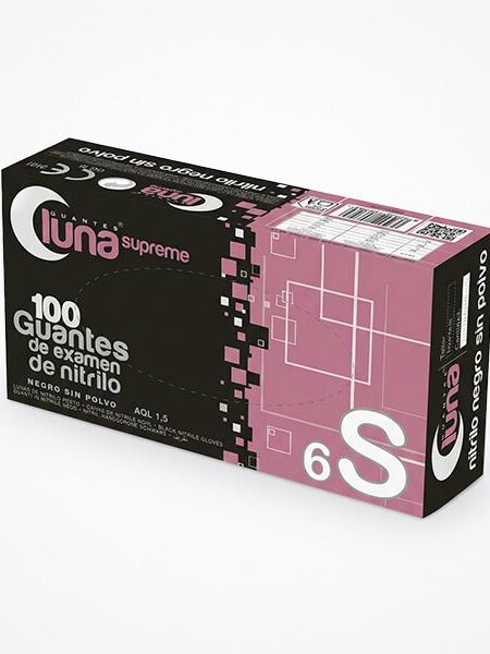  GUANTES NEGROS DE EXAMEN DE NITRILO T6/S 100 UDS 